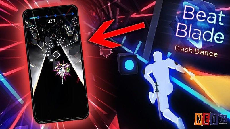Đồ hoạ của game Beat Blade Dash Dance có phông nền là những đường nét Neon sáng bóng