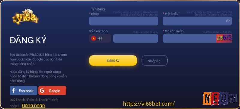 Chú ý Form để đăng ký Vi68 thành công và đúng quy định