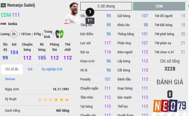 Nemanja Gudelj là tiền vệ phòng ngự chắc chắn với thể chất và chuyền bóng xuất sắc