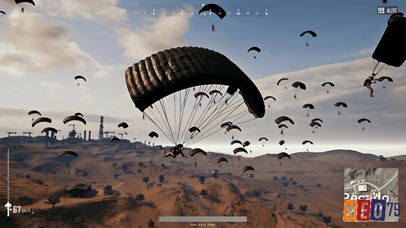 PUBG sẽ bắt đầu khi người chơi lên máy bay vận chuyển, sau đó bung dù ở bất cứ nơi nào người chơi muốn để bắt đầu cuộc chiến