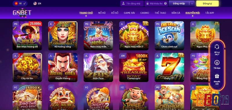 Các sảnh game thu hút đông đảo anh em cược thủ tại Gnbet