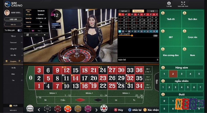 Cảnh người quay roulette livestream trực tiếp với người chơi tương tác qua giao diện cá cược thời gian thực.